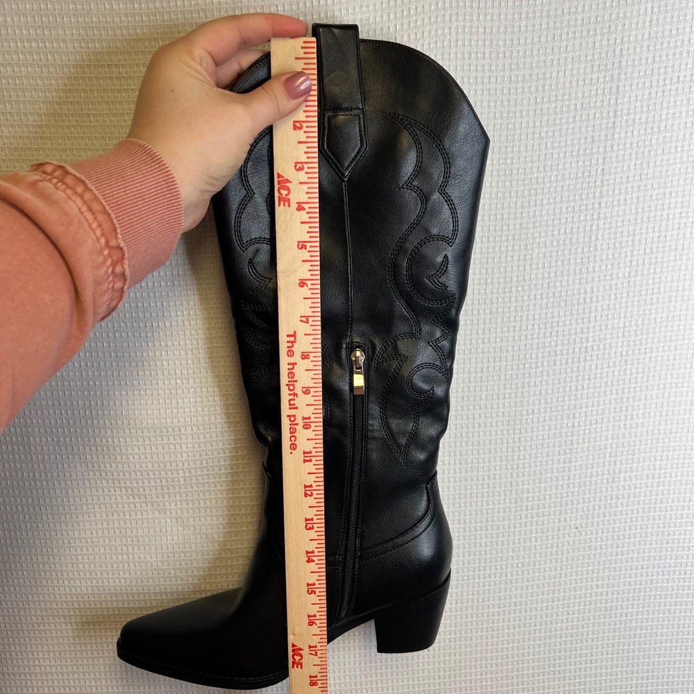 Womens Black Western Cowboy Tall Boots Pointed Toe Block Heel Size 8 252-H701-8 - Picture 6 of 6